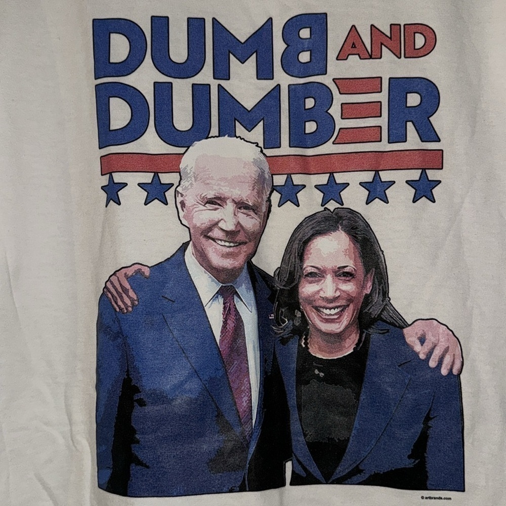 NWOT Dumb & Dumber Biden Harris Republican Political Novelty Graphic Tee Shirt - Picture 7 of 8